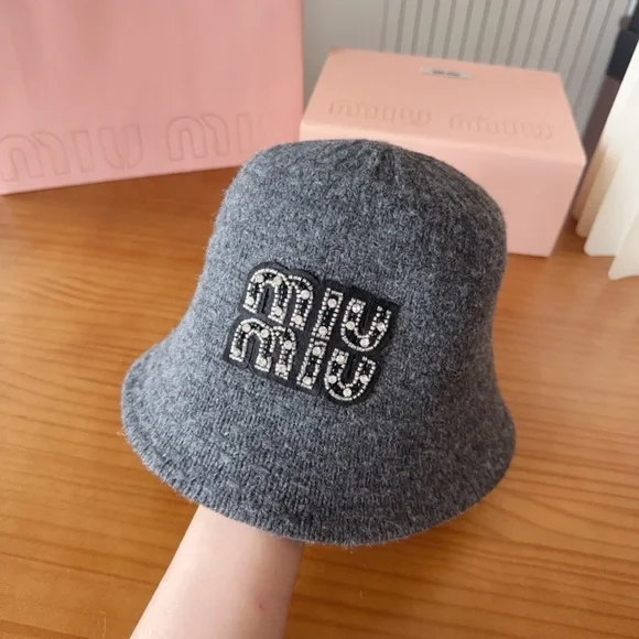 Miu Miu | Accessories | Miu Miu Charcoal Wool Bucket Hat 